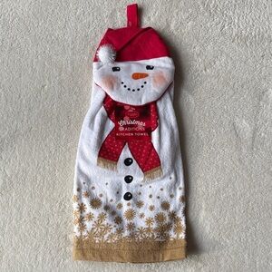 St. Nicholas Square Festive Snowman Towels - Red, White, Gold